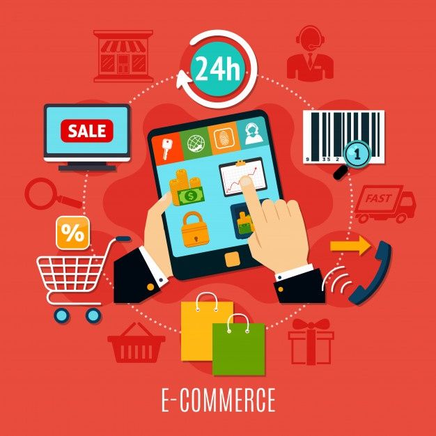 E-commerce round composition _ Free Vector